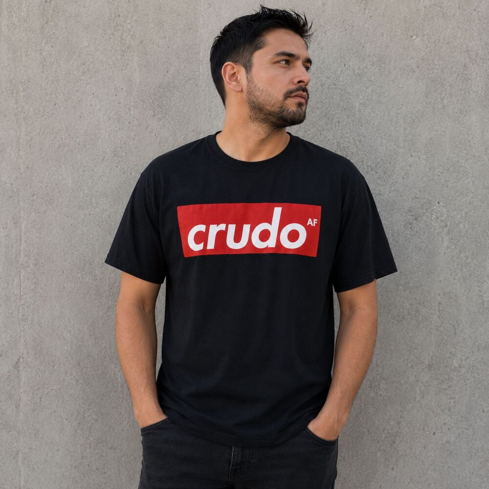 Men Graphic T Shirt Crudo Logo Casual Streetwear Black Size XL